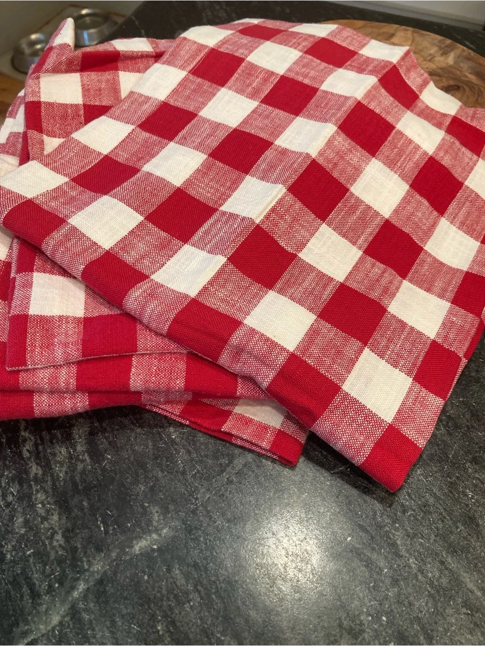 Pottery Barn Baxter Gingham Cotton Napkins Set 5 Red White Picnic